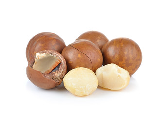 macadamia nuts on white background