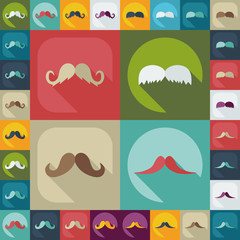 Flat modern design with shadow icon mustache