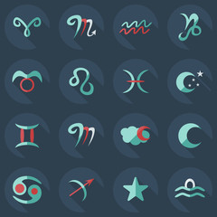 Flat concept, set modern design with shadow zodiac