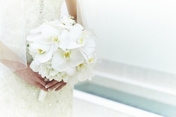 Bride holding a flower bouquet