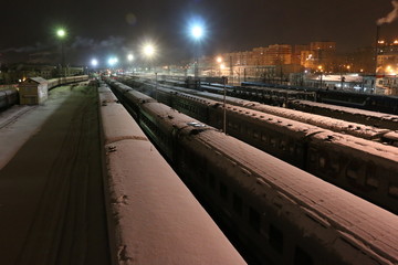 Fototapeta premium Железная дорога ночью