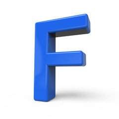 3d glossy blue letter F