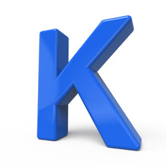 3d glossy blue letter K