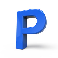3d glossy blue letter P