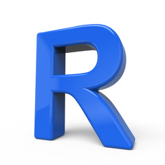 3d glossy blue letter R