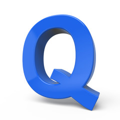 3d glossy blue letter Q