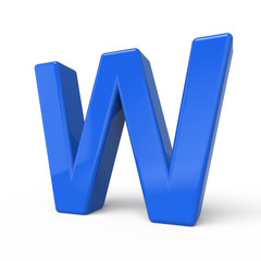 3d glossy blue letter W