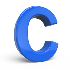 3d glossy blue letter C