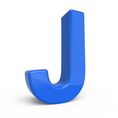 3d glossy blue letter J
