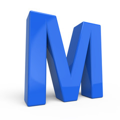 3d glossy blue letter M