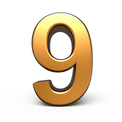 3d matte gold number 9