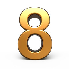 3d matte gold number 8