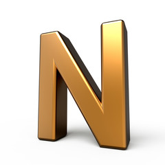 3d matte gold letter N