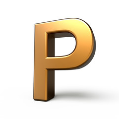 3d matte gold letter P