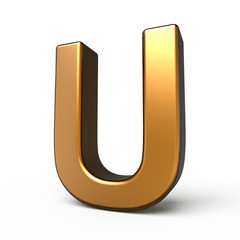 3d matte gold letter U