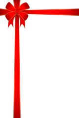 Blank Greeting Card With Red Ribbon at white background
