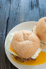 hamburger pork Fried egg