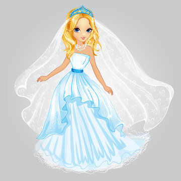 Fototapeta Beauty Blonde Princess In Wedding Dress