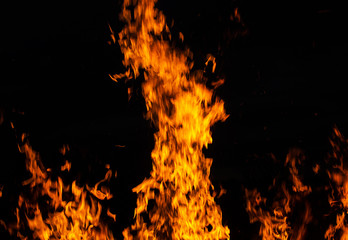 Fire flame on black