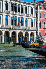 Gondolas in Grand Canal in Venice, Italy