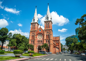 Fototapeta na wymiar Notre-Dame Cathedral Basilica in Hochiminh city, Vietnam. Its built in 1880 during French domination