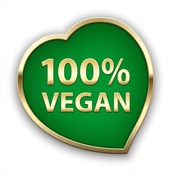 Green 100% vegan plate in golden frame