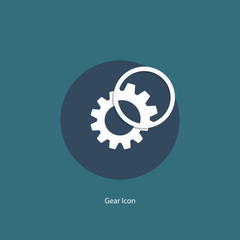 Gear icon with magnifying glass. Vector illustration.