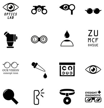 set optometry isolated icons