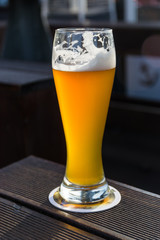 A glass of German weiss beer