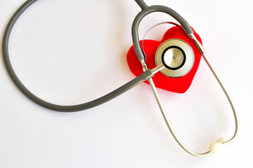 Heart with stethoscope, heart healthy concept
