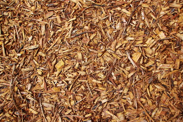 Fresh Brown Wood Chips in Aerial View