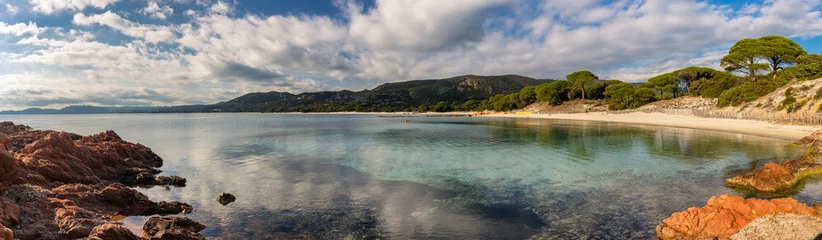 Foto auf Acrylglas Palombaggia Strand, Korsika Panoramablick auf den Strand von Palombaggia auf Korsika