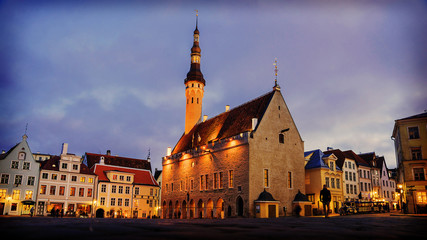 Fototapeta na wymiar Town Hall Square in Tallinn, Estonia