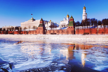 The Moscow Kremlin in winter, Moscow, Russia