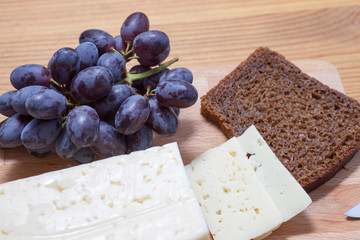 cheese, grapes and bread