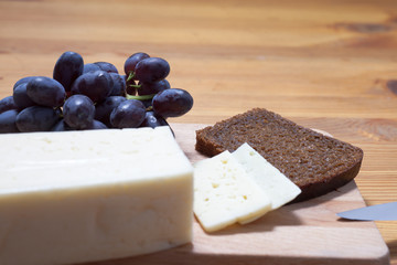 cheese, grapes and bread