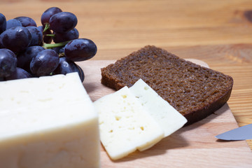 cheese, grapes and bread