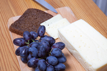 cheese, grapes and bread