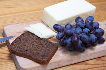 cheese, grapes and bread