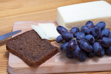 cheese, grapes and bread