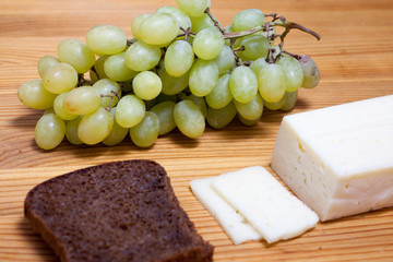 cheese, grapes and bread