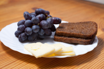 cheese, grapes and bread
