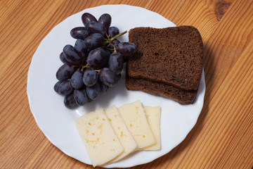 cheese, grapes and bread