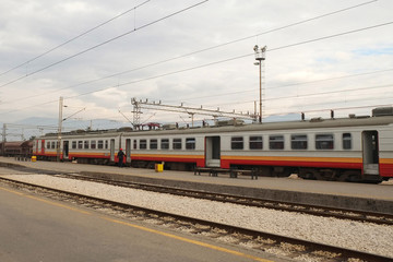 Naklejka premium The image of a railway station in Podgorica, Montenegro