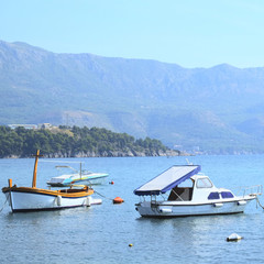Fototapeta na wymiar Boats in a hurbour in Tivat, Montenegro