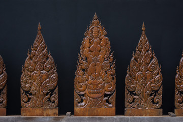 AbstractThai wood carving  on black background