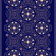 Vintage seamless golden border on blue background.
