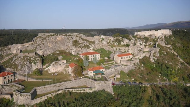 Aerial view of fortress in Croatian city Knin
