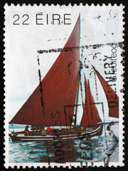 Postage stamp Ireland 1982 Galway Hooker, Traditional Fishing Boat