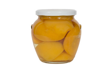 Glass jar of Canned Peach Halves